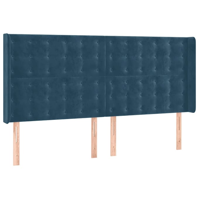 vidaXL - Hoofdbord - LED - 203x16x118/128 - cm - fluweel - donkerblauw
