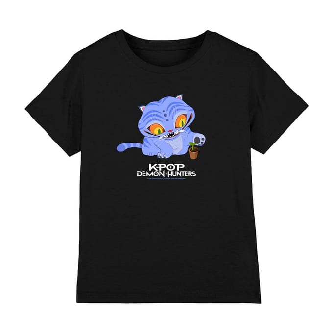 K-Pop Demon Hunters Kinder/Kids Schattig Derpy Tiger T-shirt (Zwart)