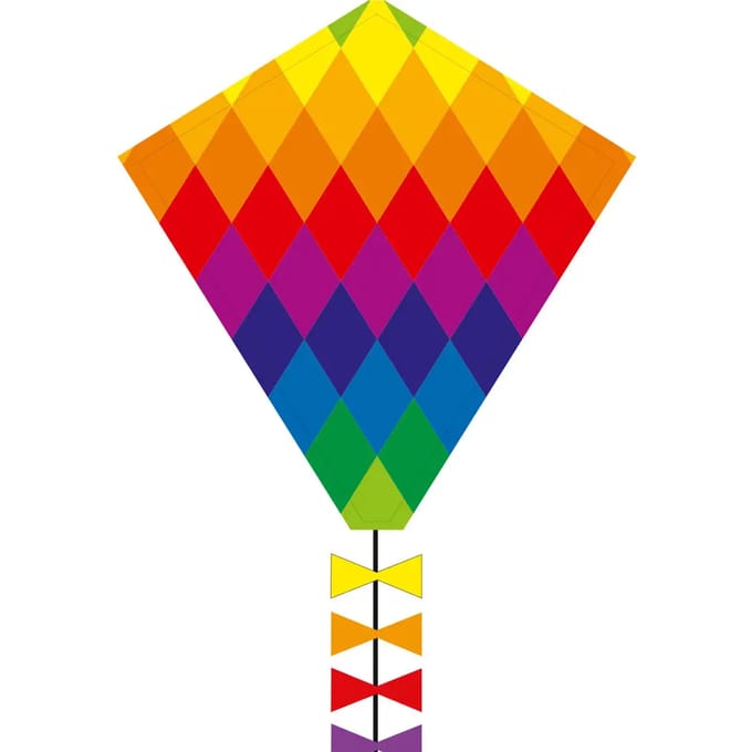 Kindervlieger HQ Eddy 50 Rainbow Patchwork 102106 Regenboog 45 x 50 cm + 250 cm staart