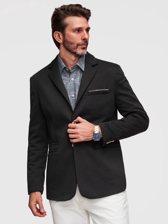 OMBRE Blazer - Slim Fit - Lange Mouw - Knopen Zwart S