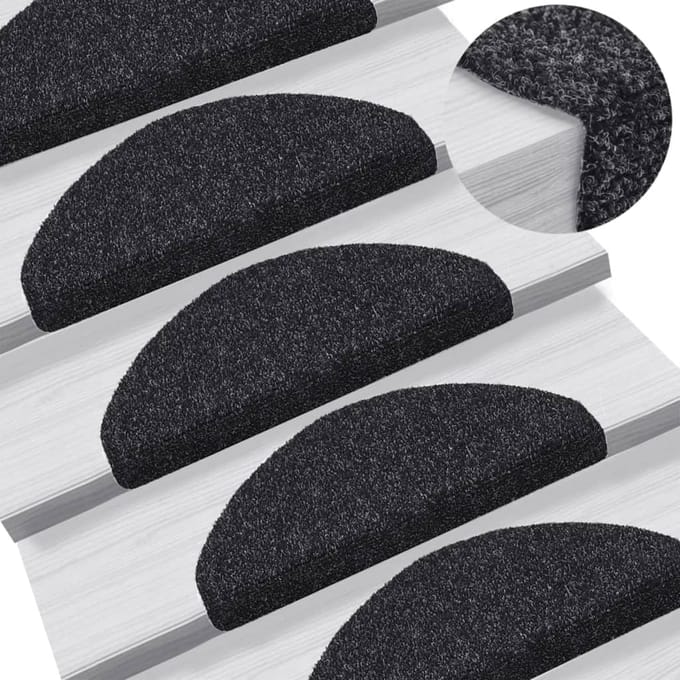 vidaXL - Trapmatten - Zelfklevend - 5 - stuks - 65x21x4 - cm - Zwart - Halfrond - Groot