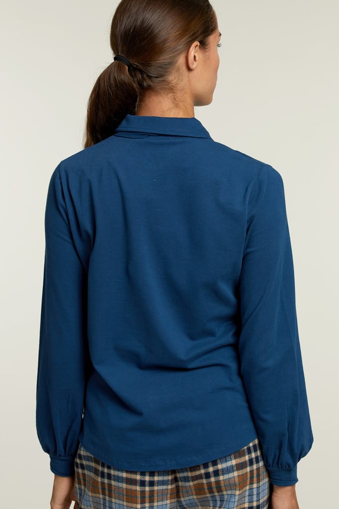 River Woods Blue T-shirt With Bow And Buttons Größe: XS | Blusen Outlet | Damen | Blau