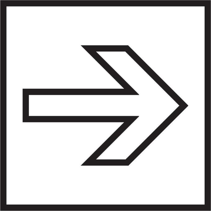 Pijl rechtdoor sticker, wit zwart 200 x 200 mm