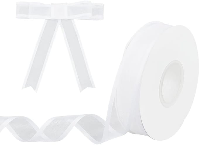 20m Witte Ribbons met Draadrand voor Cadeauverpakking, Bruiloft Decoratie en Creatieve Knopen
