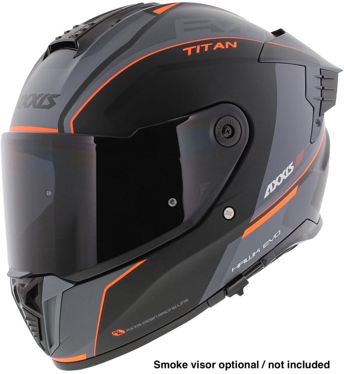 Axxis Hawk SV Evo Integraal helm Titan B4 mat zwart oranje grijs