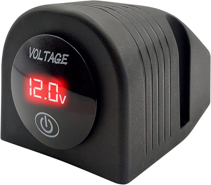 ProRide Universele Voltmeter Opbouw 12-24V DC met Aan/Uit schakelaar - Voor Auto, Boot, Motor en Andere Voertuigen - Complete set - Rood