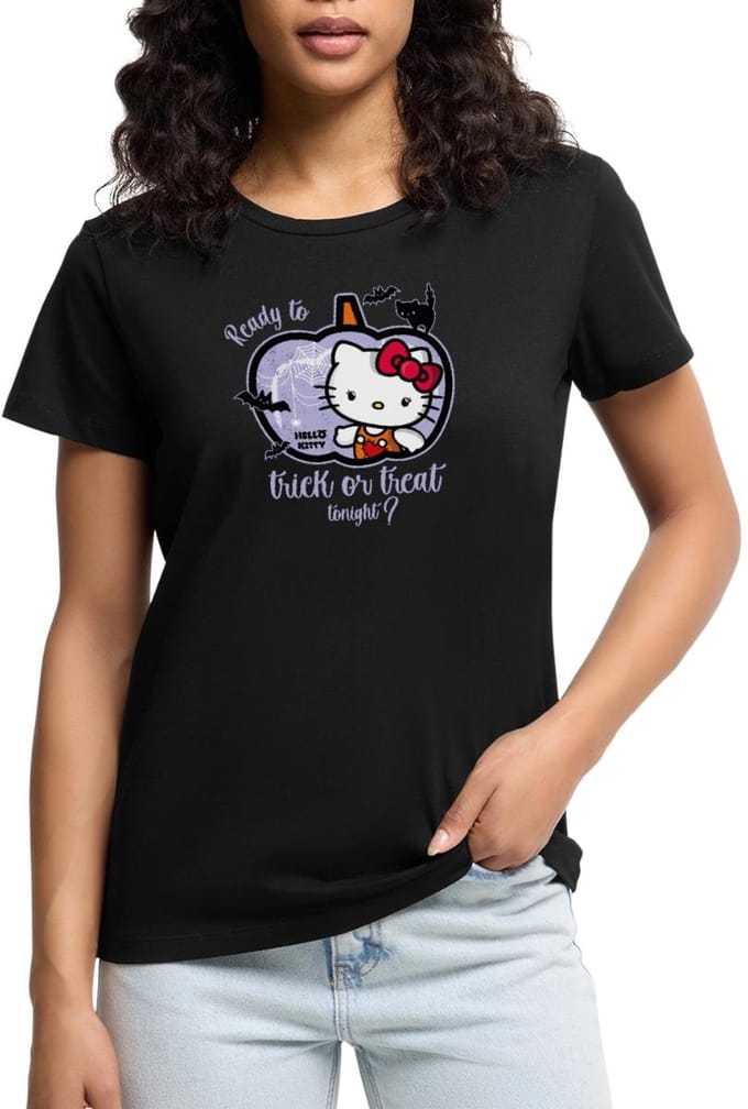 Hello Kitty Halloween Trick Of Treat Premium T Shirt Dames