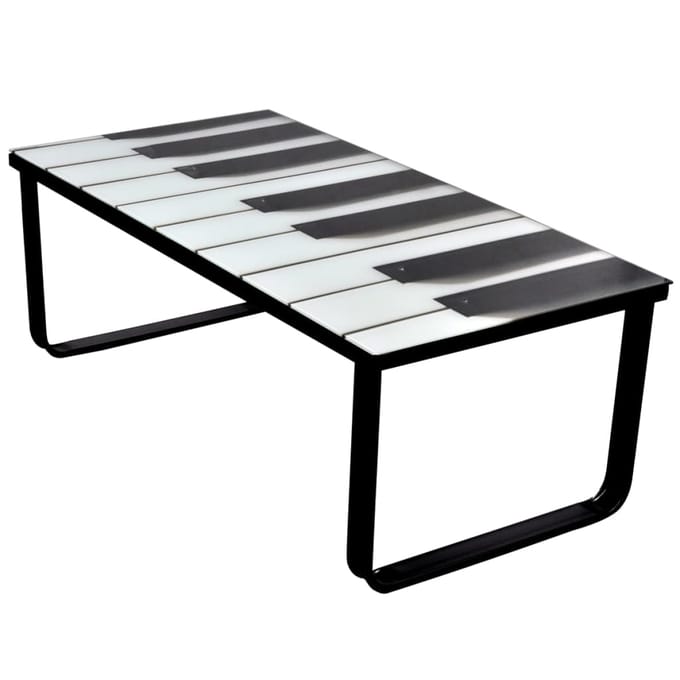 vidaXL - Salontafel - met - piano-print - glazen - tafelblad