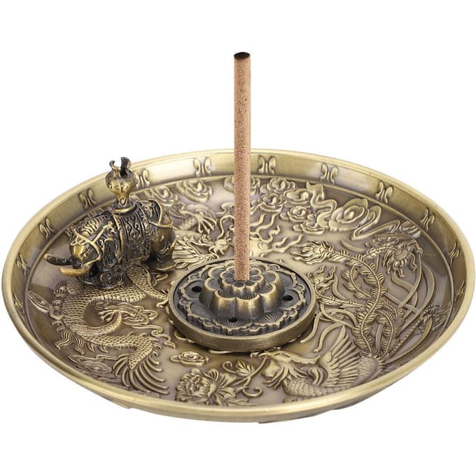 Wierookhouder Draak Feniks Schaal Stokbrander Lotus Olifant Standaard Huis Aanbidding beige