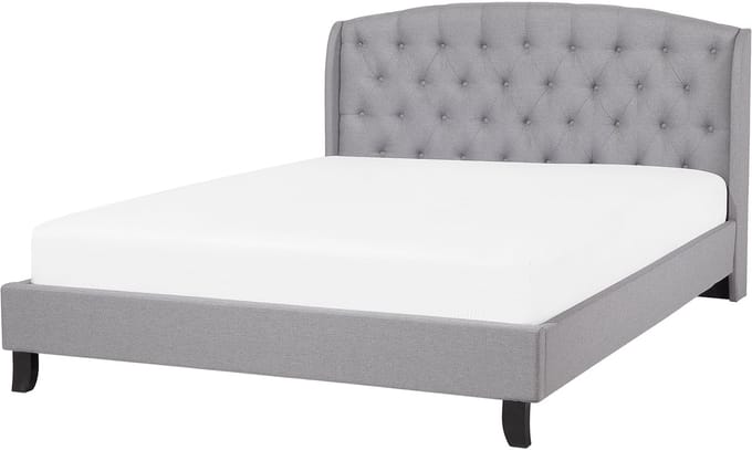 BORDEAUX - Tweepersoonsbed - Lichtgrijs - 160 x 200 cm - Polyester