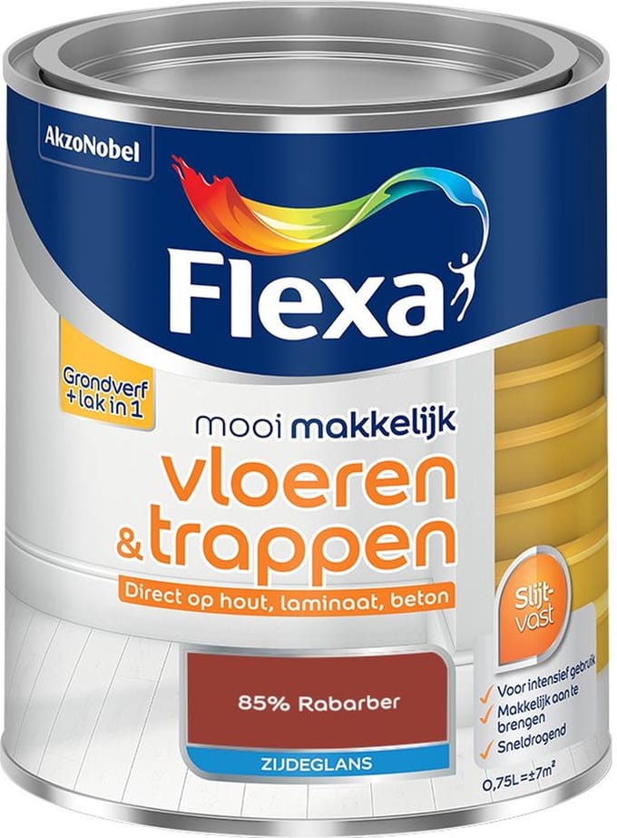 Flexa - Mooi Makkelijk Vloeren & Trappen Zijdeglans - 85% Rabarber - Mengverf - 750 Ml