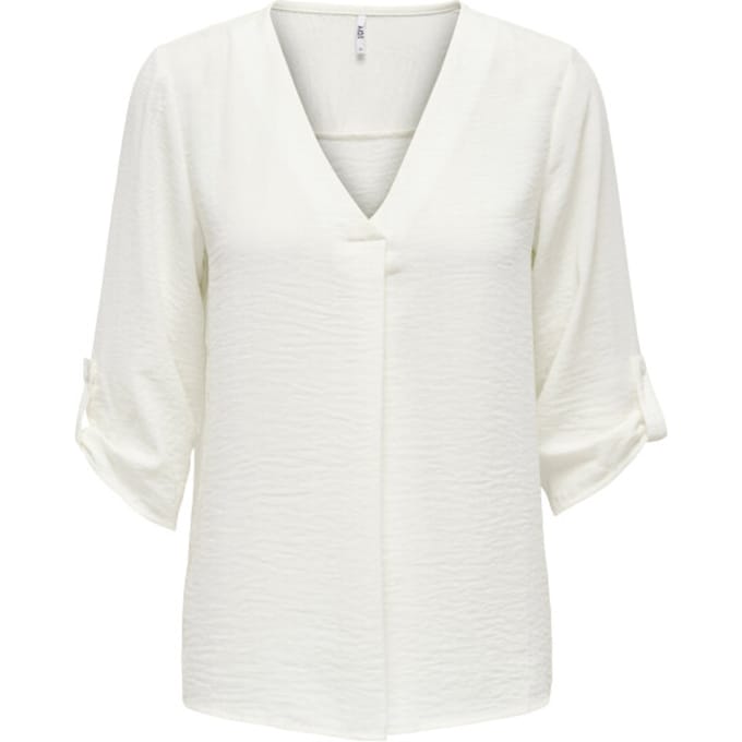 Jacqueline de Yong witte dames t-shirt   V-hals   Regular fit   3/4 mouw Wit 42