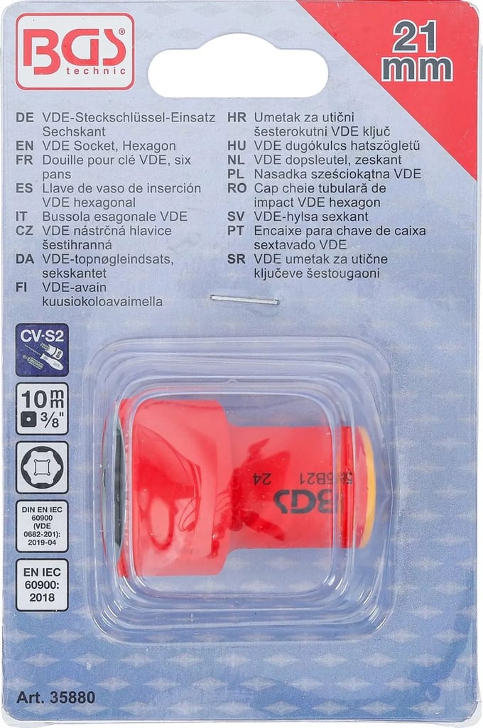 BGS VDE dopsleutel, zeskant - 3/8 - 21 mm