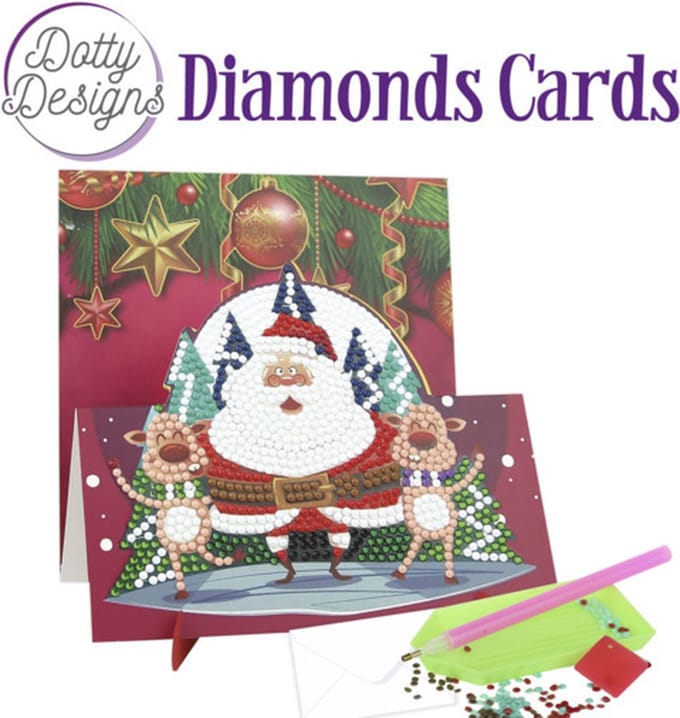 Dotty Designs Diamond Easel Card 136 - Santa with two Deer