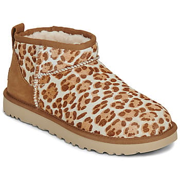 UGG® Classic Ultra Mini Plains Boot in Felicity Leopard Jasmine, Size 3, Cow Hair/Wool