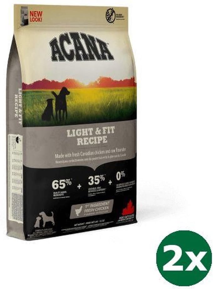 2x2 kg Acana dog light & fit hondenvoer