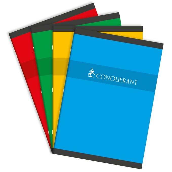 Conquerant 100102482 schrijfblok & schrift A4 96 vel Rood, Groen, Geel, Blauw