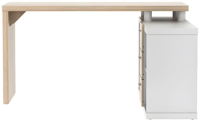 Vente-unique Hoekbureau met opbergruimtes ALDRIC III - Wit & Eiken