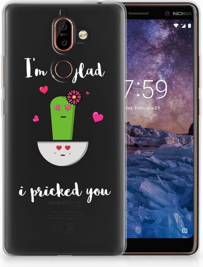 Back Cover voor Nokia 7 Plus Telefoonhoesje met Naam Cactus Glad