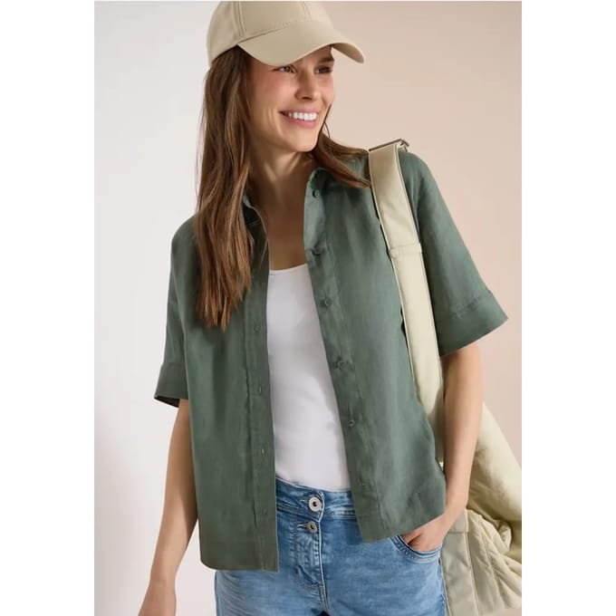 Blouse met korte mouwen van puur linnen