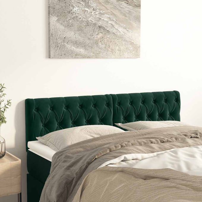 vidaXL - Hoofdborden - 160x7x78/88 - cm - fluweel - donkergroen