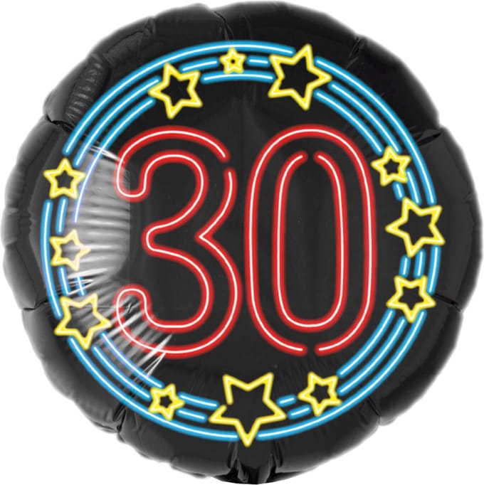 Folieballon - 30 jaar - Neon - 43cm - Zonder vulling