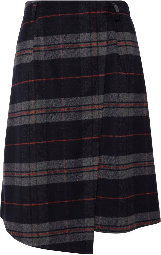 Ulla Popken - Dames - Traditionele rok ruit A-lijn wikkel-look - Multicolor - Maat 44