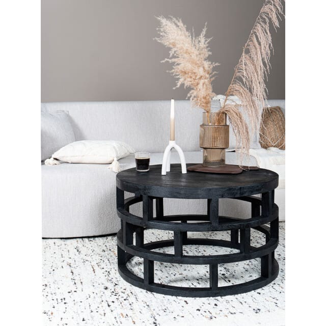 Salontafel Jax 47 x ø80 cm - Industrieel - Rond - Zwart onderstel