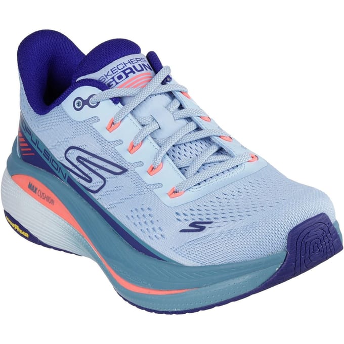 Skechers Performance Max Cushioning Propulsion Textiel Dames Lichtblauw/Marine Sneakers