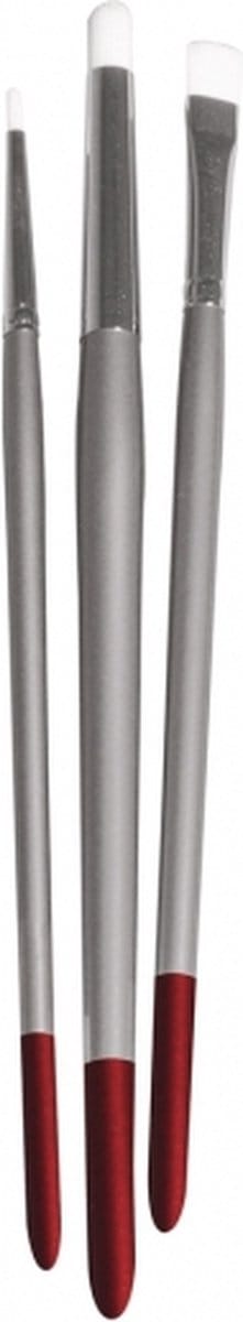 Rayher hobby Textielverf penselen - wit - 3x stuks - Kleding verfen - nylon - in 3 formaten