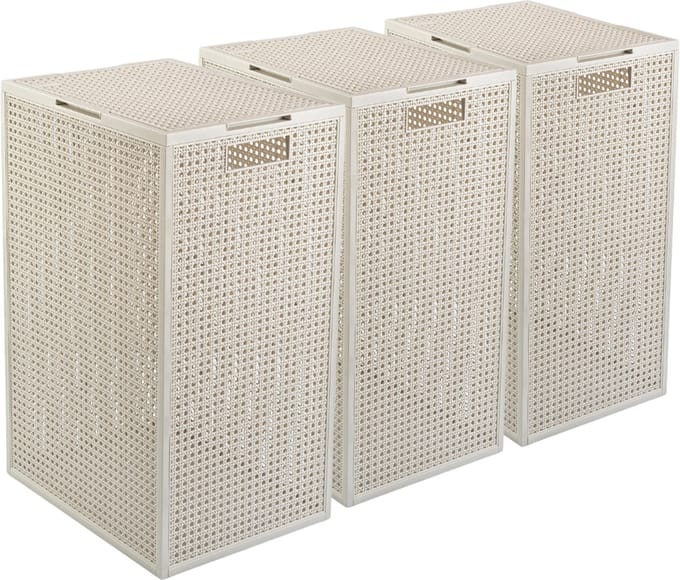 Curver Kaya Wasmand met deksel - 60L - 3 stuks - 38x29x58,5 cm - Wit