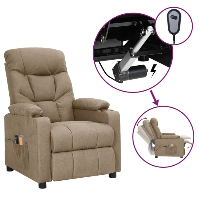 vidaXL - Massagestoel - elektrisch - stof - taupe