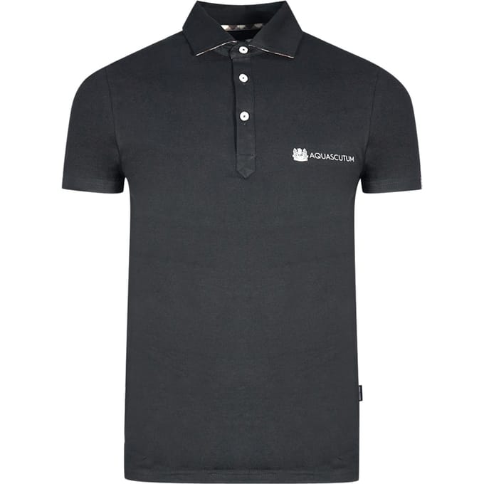 Aquascutum Aldis Crest bloklogo zwart poloshirt