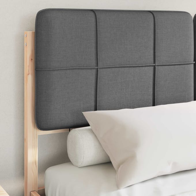 vidaXL - Bedframe - met - Gevoerde - Hoofdbord - Donkergrijs - 140 - x - 190 - cm