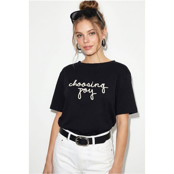 Dames Katoenen Bootnek Bedrukt T-shirt
