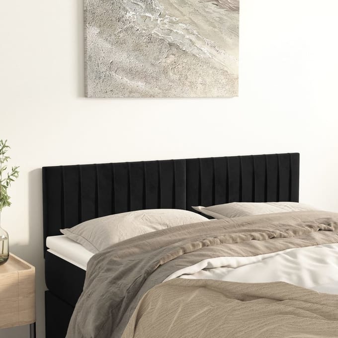 vidaXL - Hoofdborden - 144x5x78/88 - cm - fluweel - zwart