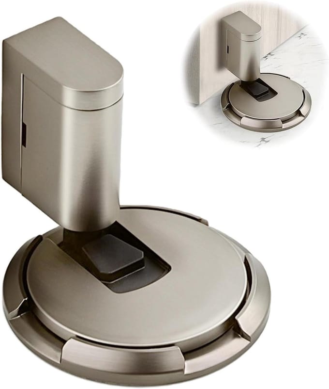 Deurstopper Mechanisch - Deurwig Deur Buffer - Deur Stabiliseren - Automatische Vergrendeling - 6.2x4x1 cm - Zilver