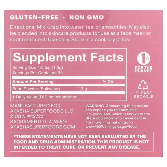 Akasha Superfoods, Parelpoeder, 40g (1,4 oz) pink