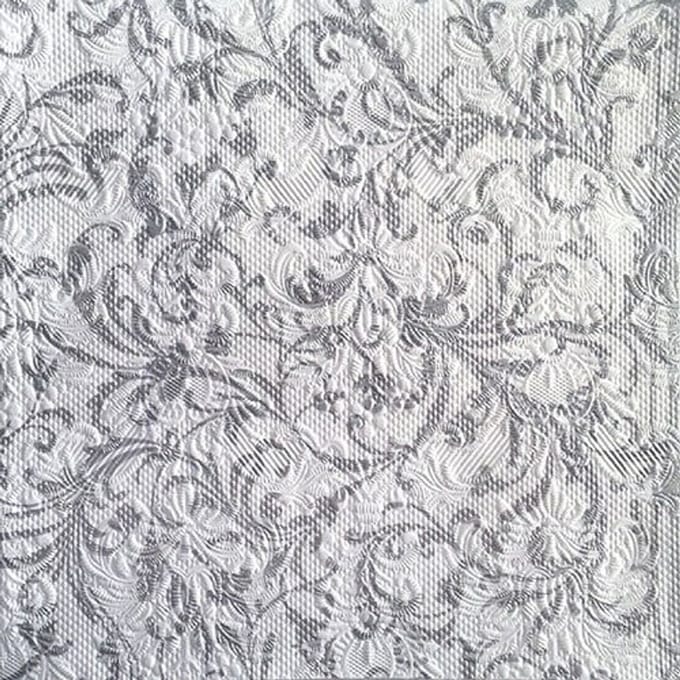 Ambiente - Lunch servetten - Elegance Damask White/Silver