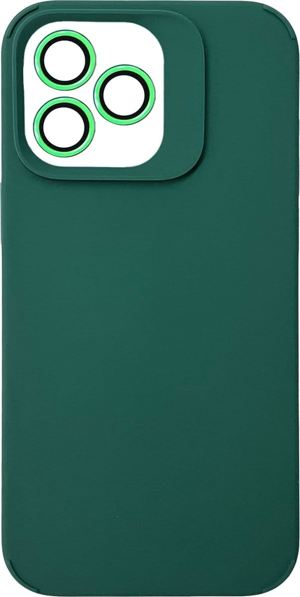 Casemania Hoesje Geschikt voor Apple iPhone 14 Pro Max - Groen - Liquid Siliconen Back Cover - Met Camera Lens Protector