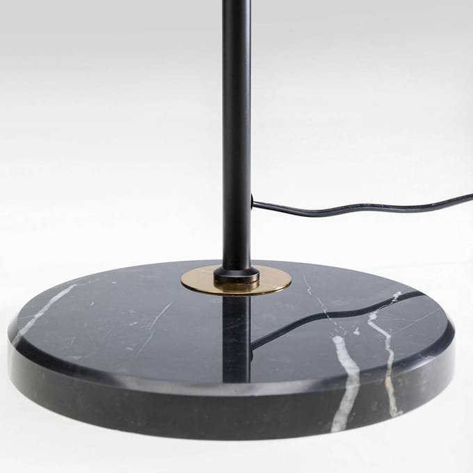 Kare tafellamp Grato, PVC, staal, marmer, hoogte 62 cm