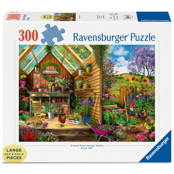 Ravensburger puzzel Blik in het tuinhuis - Legpuzzel - 300 stukjes extra groot