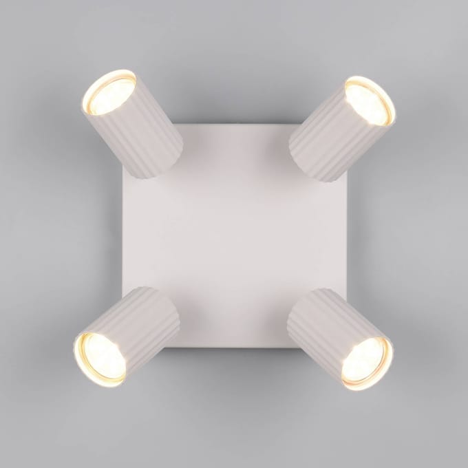 Trio Lighting Plafondspot Soka, lichtgrijs, lengte 20 cm, metaal, 4-lamps.