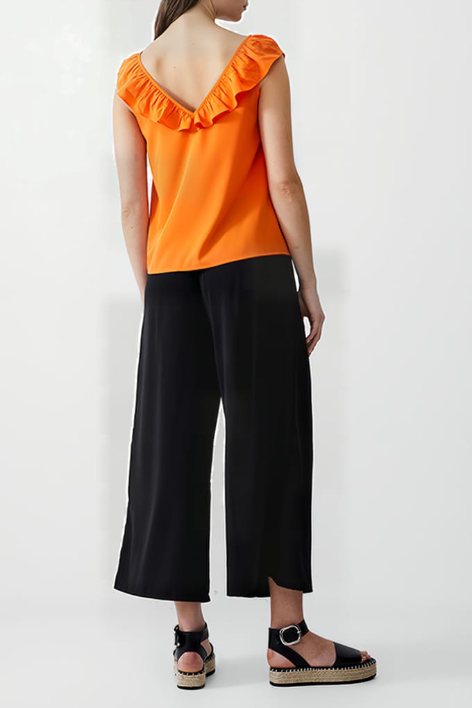 French Connection Frill S/less Crepe Light Top Mandarin Größe: 6 | Tanktops Outlet | Damen