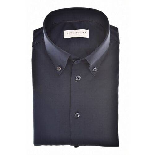 John Miller Overhemd Uni Color Fine Jersey Button-Down Navy / male