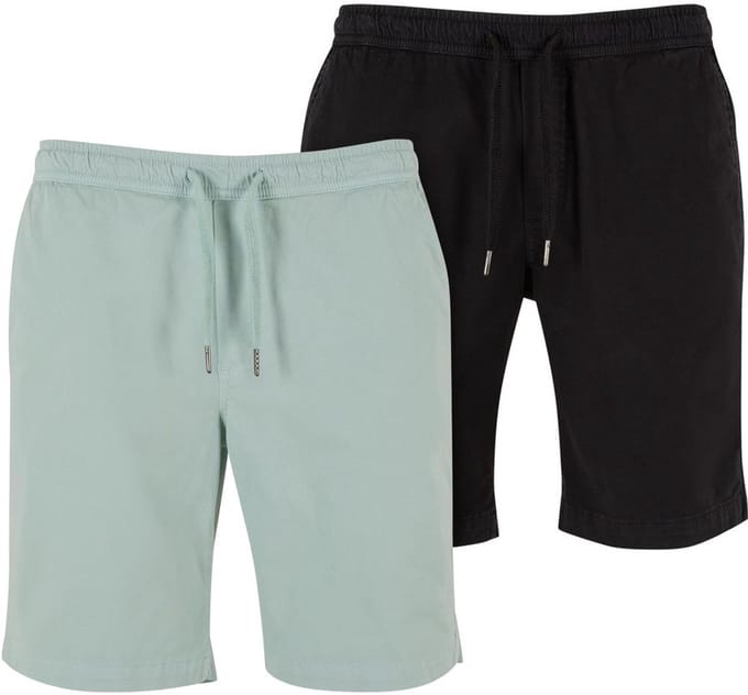 Urban Classics - Stretch Twill Joggshorts 2-Pack Korte broek - L - Mintgroen/Zwart