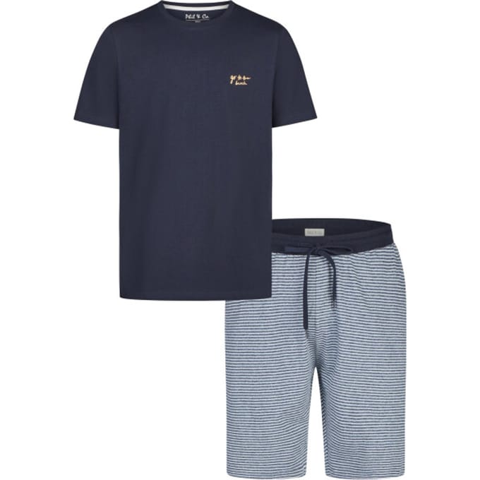 Phil & Co Heren Shortama Korte Pyjama Set Donkerblauw/Grijs - Maat M
