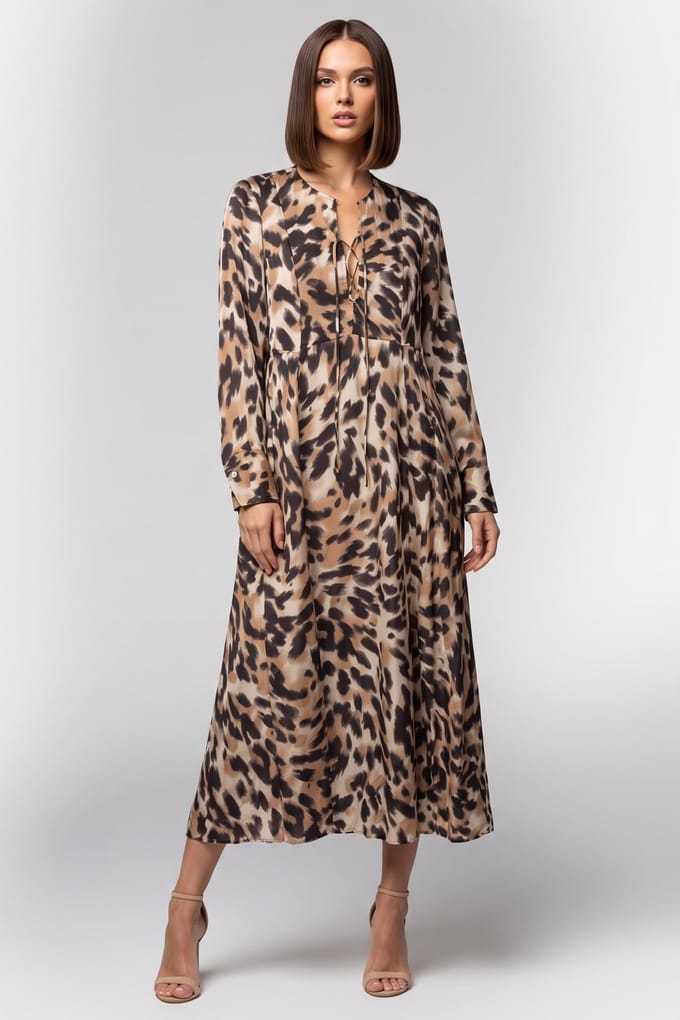 ARKET Greta Aop Dress Brown Größe: 36 | Maxikleider Outlet | Damen | Braun