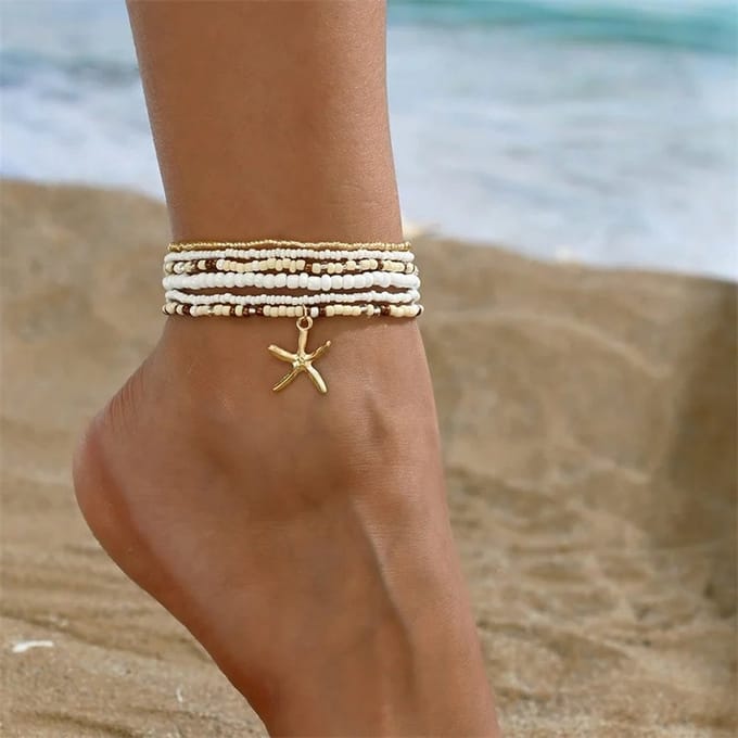 Sorprese enkelbandje - Starfish - White - enkelbandjes dames - cadeau - model E