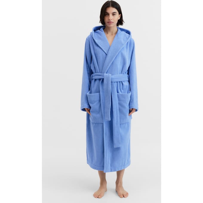Tekla Unisex Hooded Bathrobe Clear Blue Größe: XXS | Bademäntel Outlet | Unisex | Blau